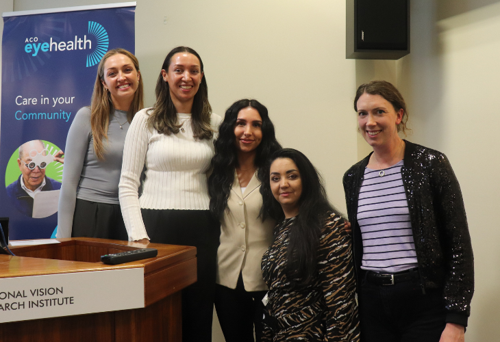 Graduate presenters and ACO Eye Health's Manager Clinical Governance and Training, Alice McLennan