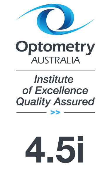 Optometry Australia accreditation badge. 4.5i.