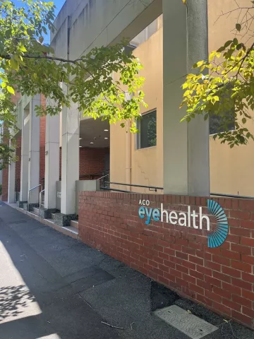 New ACO Eye Health signage outside the Carlton clinic