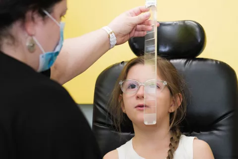 Eye test on child